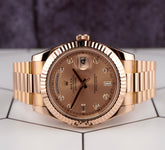 Rolex 41mm President Day-Date II 18K Rose Gold Diamond Mens Watch 218235